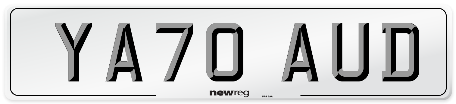 YA70 AUD Number Plate from New Reg